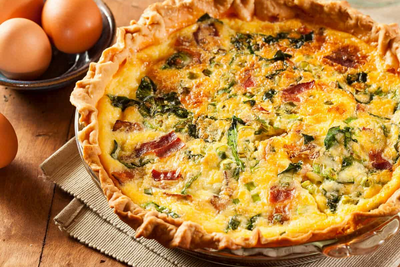 Bacon, Mushroom and Spinach Quiche
