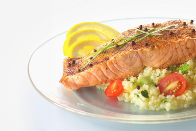 Baked Salmon Salad with Lemon Herb Dressing
