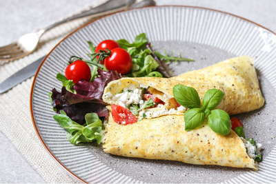 Basil Cottage Cheese Omelet Rolls