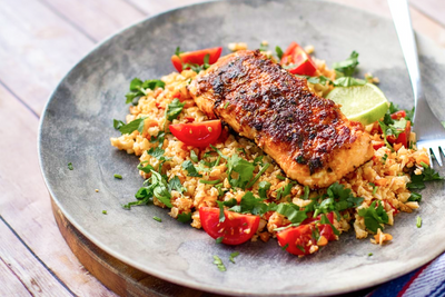 Marinated Salmon with Rice