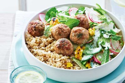 Minty Turkey Meatballs and Couscous Salad