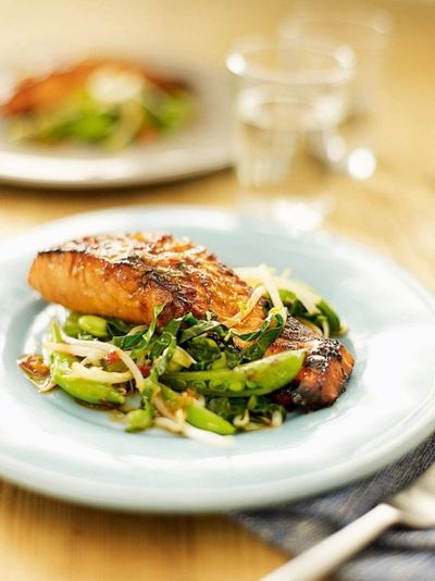 Teriyaki-Glazed Salmon with Stir-Fried Vegetables